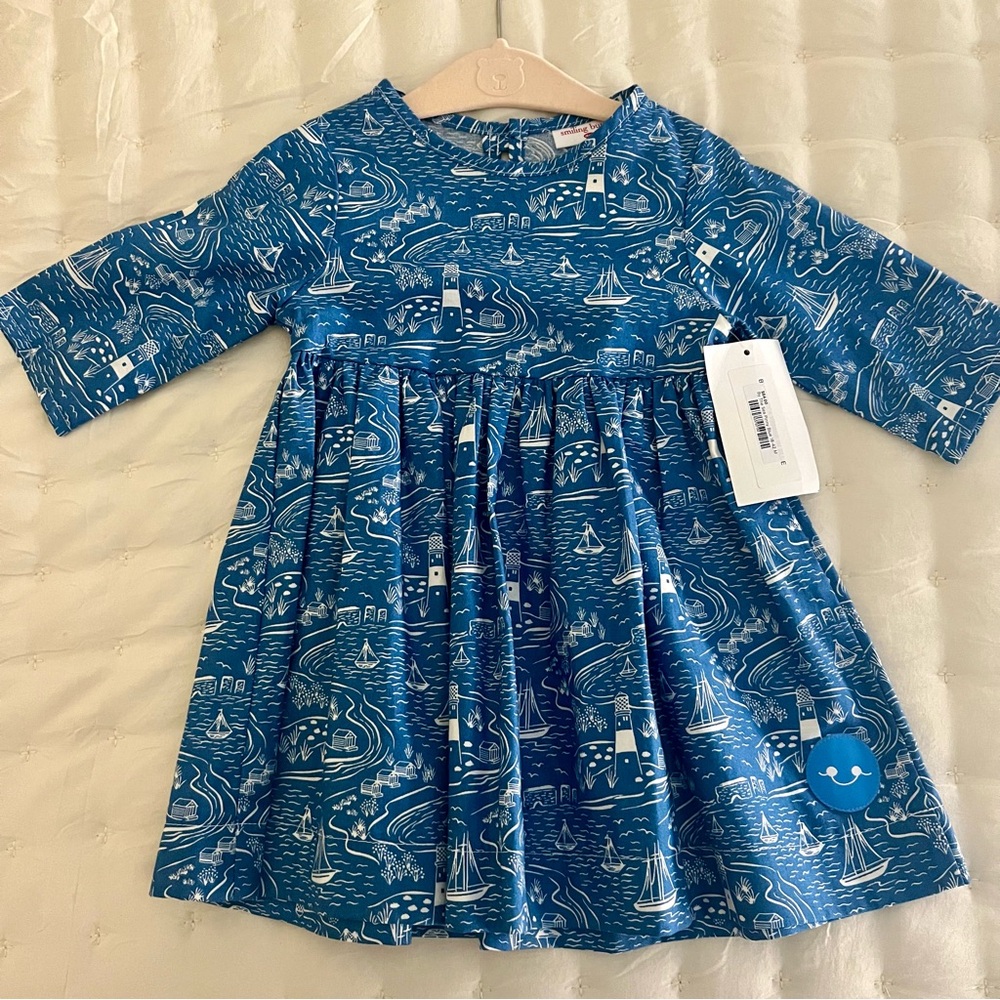 NEW smiling button toddler girls dress